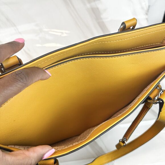 Guess Homestead Tote Bag Yellow Faux Leather Large w/ Detachable Wallet Holder - Picture 13 of 16